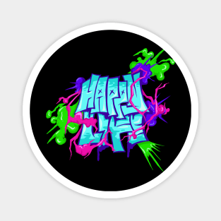 Happy Life Graffiti Typography Magnet